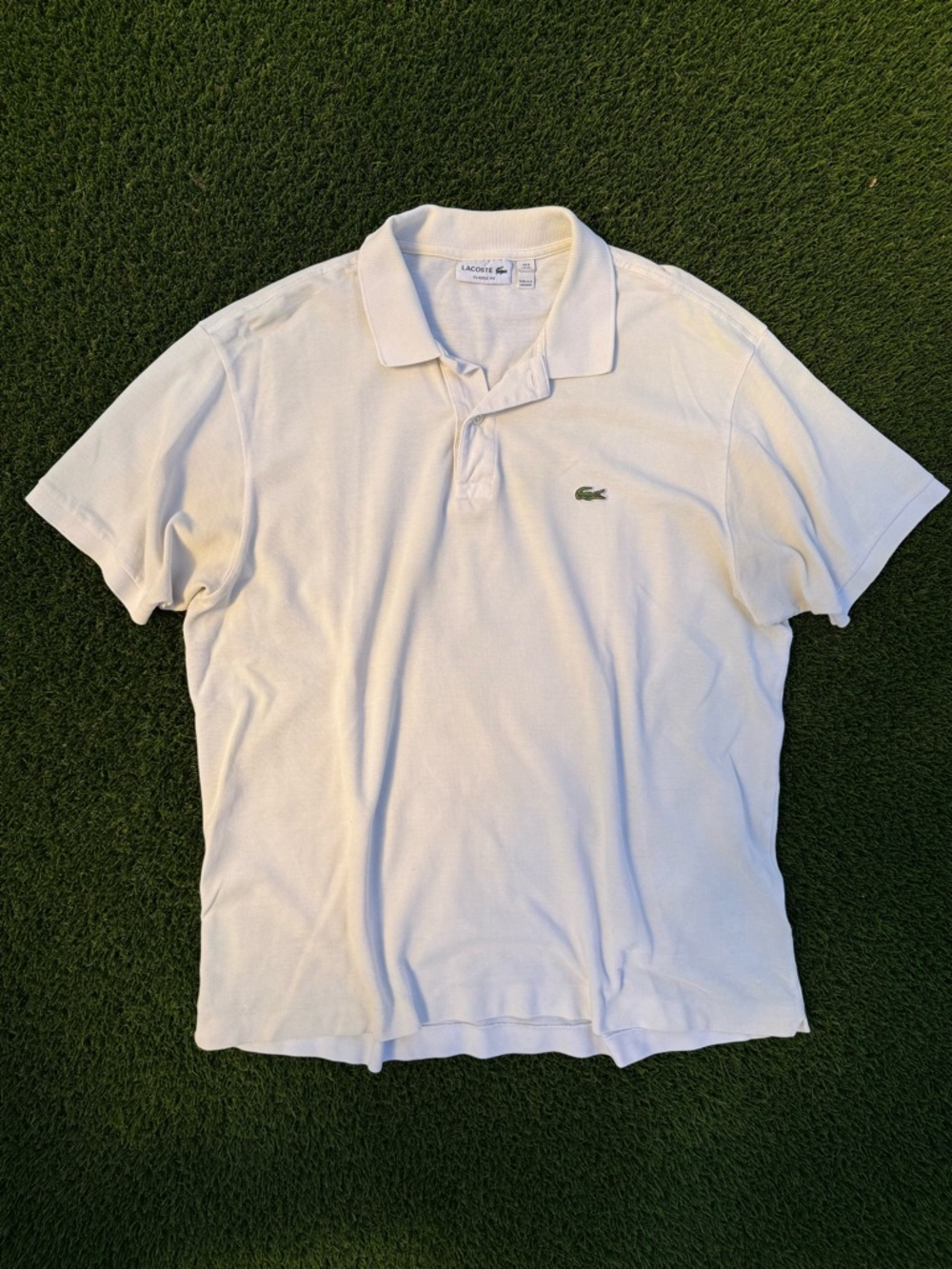 Lacoste White Polo with Green Crocodile Logo